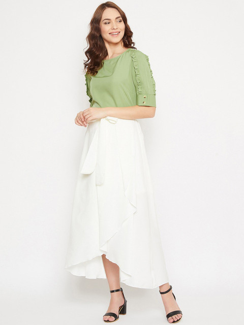 Bitterlime Round Neck Short Sleeves Top & Skirt