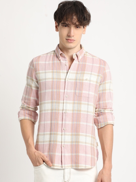 THE BEAR HOUSE Slim Fit Tartan Checked Button-Down Collar Oxford Weave Cotton Casual Shirt - Image 2