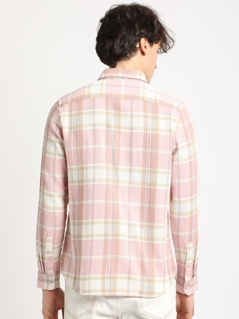 THE BEAR HOUSE Slim Fit Tartan Checked Button-Down Collar Oxford Weave Cotton Casual Shirt - Image 5