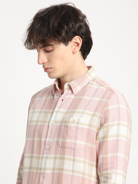 THE BEAR HOUSE Slim Fit Tartan Checked Button-Down Collar Oxford Weave Cotton Casual Shirt - Image 7