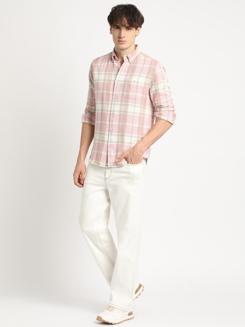 THE BEAR HOUSE Slim Fit Tartan Checked Button-Down Collar Oxford Weave Cotton Casual Shirt - Image 6