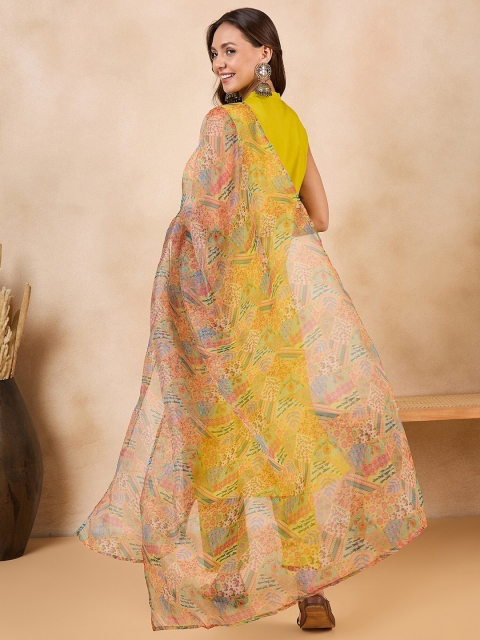 InWeave Floral Printed Organza Dupatta - Image 4