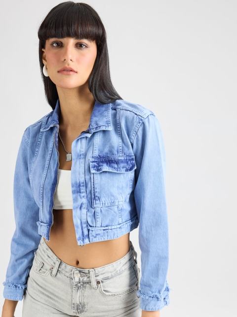 FREAKINS Pure Cotton Crop Denim Jacket - Image 6
