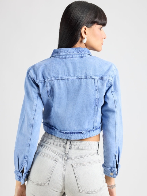 FREAKINS Pure Cotton Crop Denim Jacket - Image 5