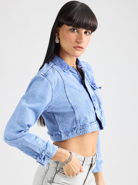 FREAKINS Pure Cotton Crop Denim Jacket - Image 3