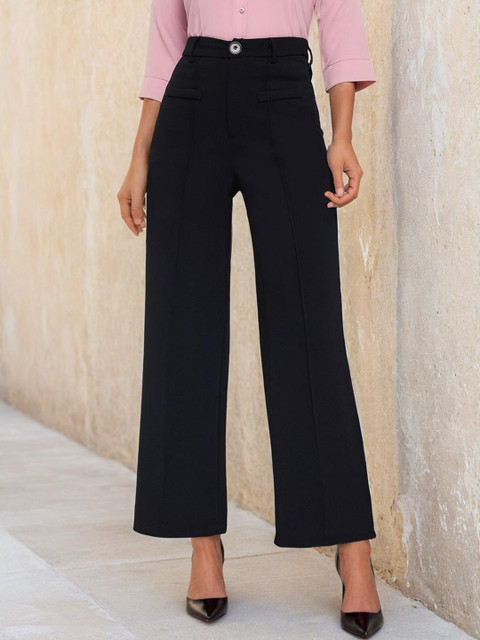 Stylecast X Slyck Women Comfort Wrinkle Free Parallel Regular Fit Trousers