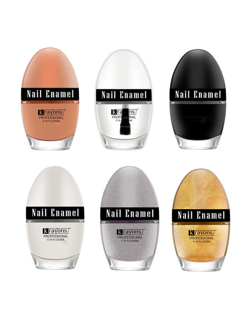 krayons Professional Set Of 6 High Shine Quick Dry Glossy Nail Paints - 5ml Each