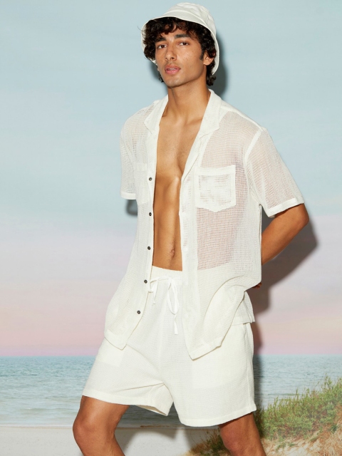 THE CLOTHING FACTORY Men Mid-Rise Cotton Mesh Shorts - Image 3