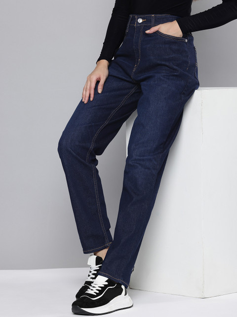 Levis Women Relaxed Tapered Fit High-Rise Light Fade Stretchable Jeans