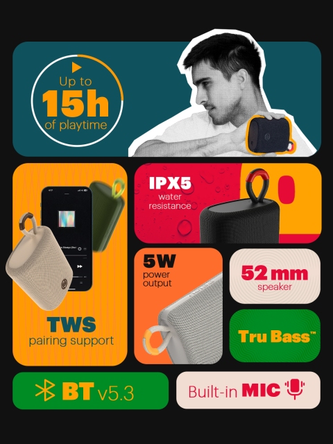 NOISE Vibe 2 5W Portable Wireless Bluetooth Speaker with Built-in Mic & 15H Playtime - Image 2
