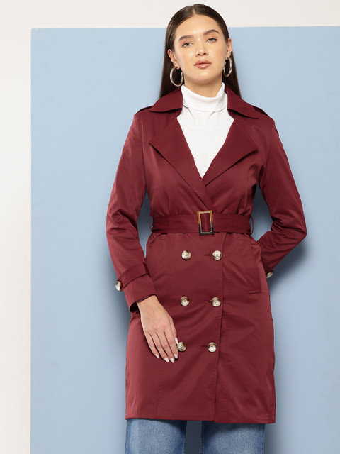 Chemistry Redloop Power Blazers Double-Breasted Longline Trench Coat with a Belt