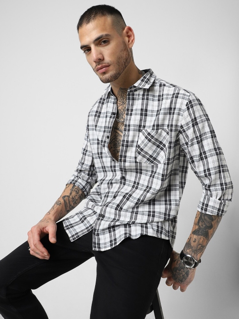 VASTRADO Classic Slim Fit Tartan Checks Long Sleeves Spread Collar Opaque Casual Shirt