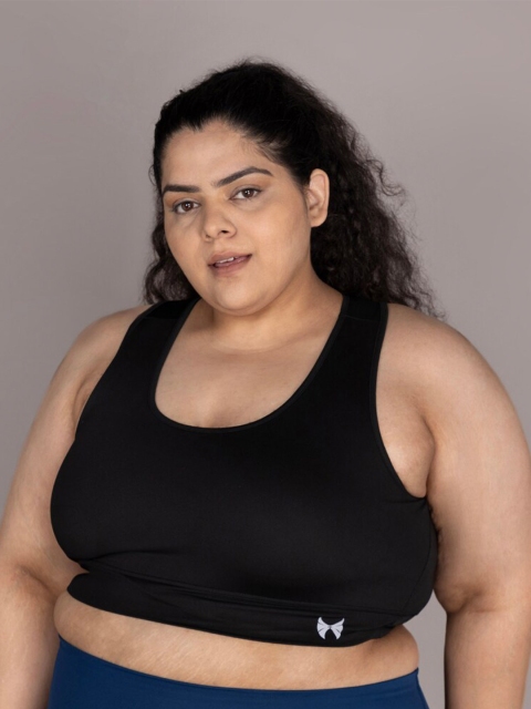 skyria Plus Size Rapid-Dry Workout Bra Full Coverage High Support Racerback