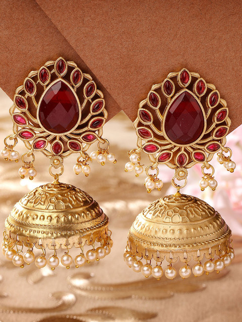 KARATCART Gold Plated Kundan Jhumkas