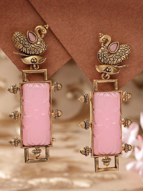 KARATCART Gold Plated Kundan Drop Earrings