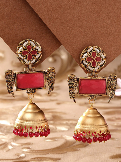 KARATCART Gold-Plated Contemporary Jhumkas Earrings