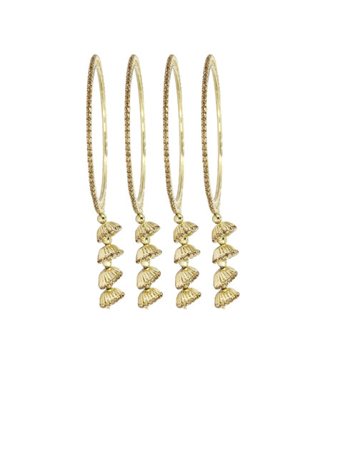 NMII Set of 4 Gold Plated American Diamond Studded Latkan Bangles - Image 4
