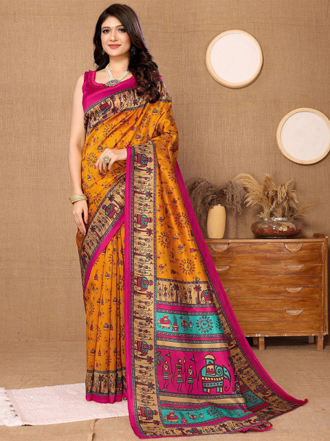 KALINI Warli Printed Art Silk Mysore Silk Saree