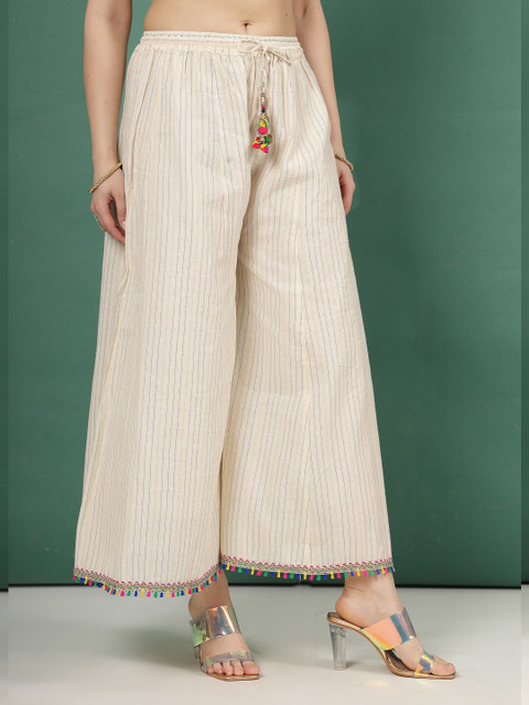 Clora Creation Embroidered Flared Knitted Ethnic Palazzo - Image 2