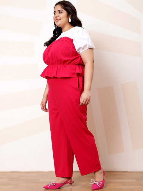 Athena Ample Plus Size Colourblocked Top With Trousers Co-Ords - Image 5