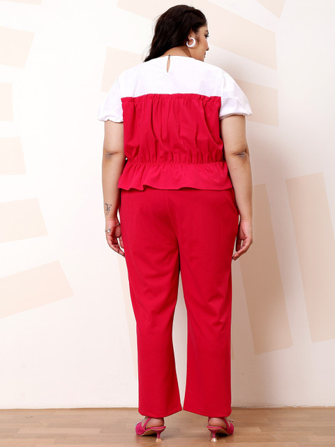 Athena Ample Plus Size Colourblocked Top With Trousers Co-Ords - Image 6