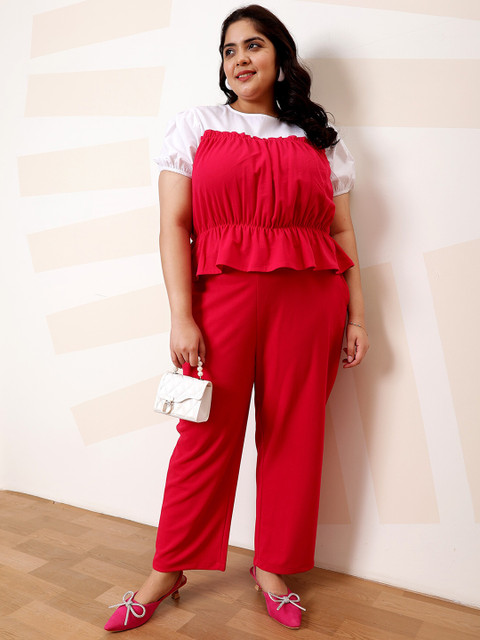 Athena Ample Plus Size Colourblocked Top With Trousers Co-Ords - Image 7