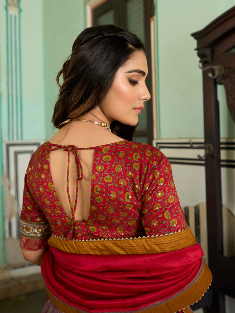 LOOKNBOOK ART Printed Foil Printed Semi-Stitched Lehenga & Unstitched Blouse With Dupatta - Image 5