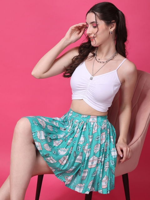 SCORPIUS Floral Printed Flared Mini Skirts - Image 5