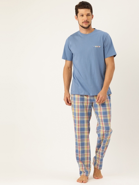 ETC Men Checked Pure Cotton Night suit