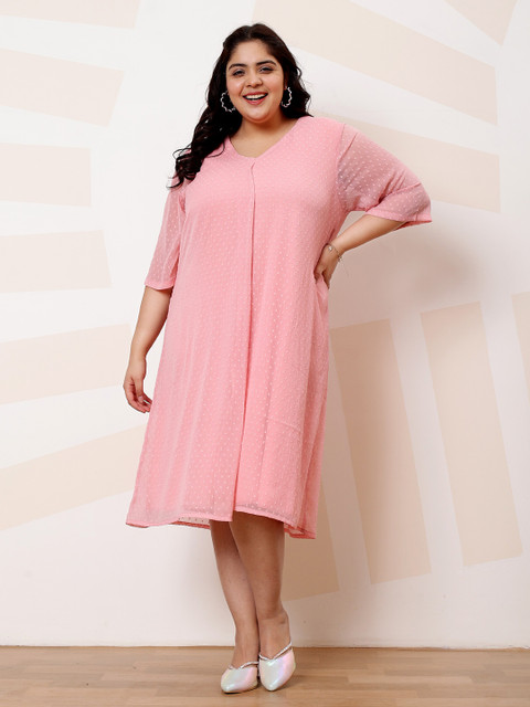 Athena Ample Plus Size Self Design A-Line Casual Dress