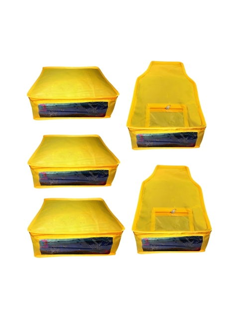 atorakushon Set Of 5 Yellow Reusable Clothes Storage Bags Wardrobe Organisers