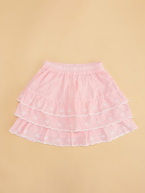Pantaloons Junior Girls Embroidered Pure Cotton Flared Skirt - Image 2