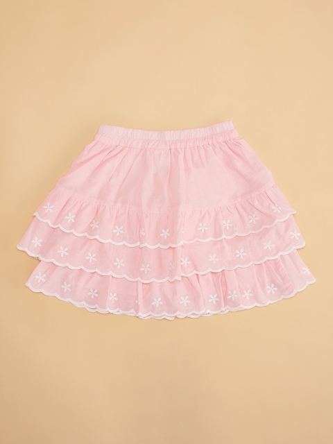 Pantaloons Junior Girls Embroidered Pure Cotton Flared Skirt - Image 3