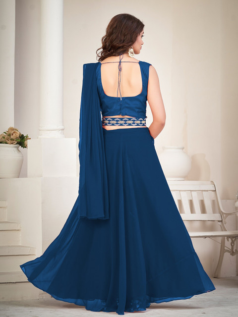 Warthy Ent Embroidered Thread Work Semi-Stitched Lehenga & Unstitched Blouse With Dupatta - Image 4