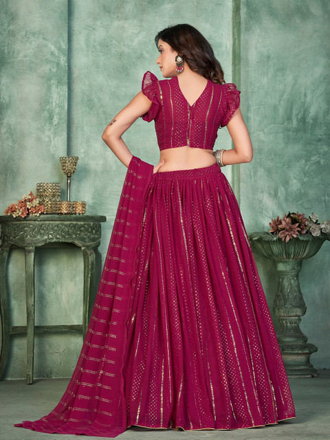 Warthy Ent Embellished Sequinned Semi-Stitched Lehenga & Unstitched Blouse With Dupatta - Image 5