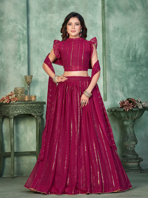 Warthy Ent Embellished Sequinned Semi-Stitched Lehenga & Unstitched Blouse With Dupatta