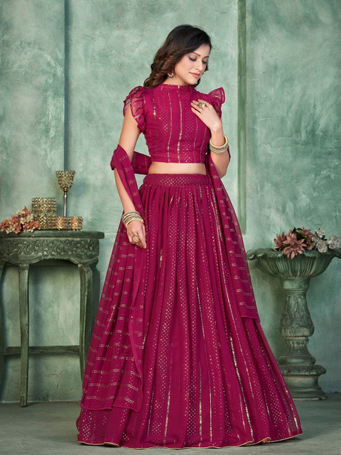 Warthy Ent Embellished Sequinned Semi-Stitched Lehenga & Unstitched Blouse With Dupatta - Image 3