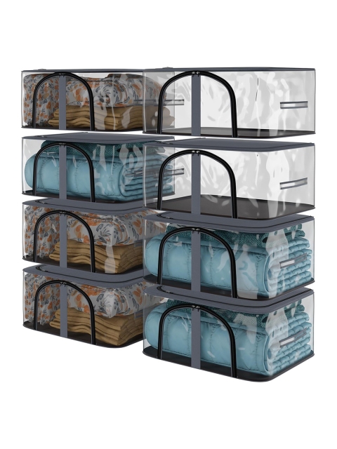 Kuber Industries Transparent 8 Pieces Cloth Storage Organiser