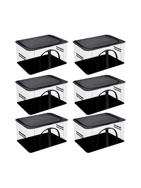 Kuber Industries Grey & Transparent 6 Pieces Cloth Organisers With Handle
