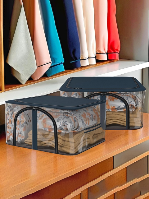Kuber Industries Navy Blue 2Pcs Regular Cloth Storage Bag Organisers