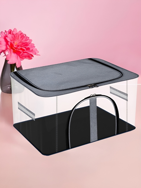 Kuber Industries Grey & Transparent Cloth Organisers With Handle