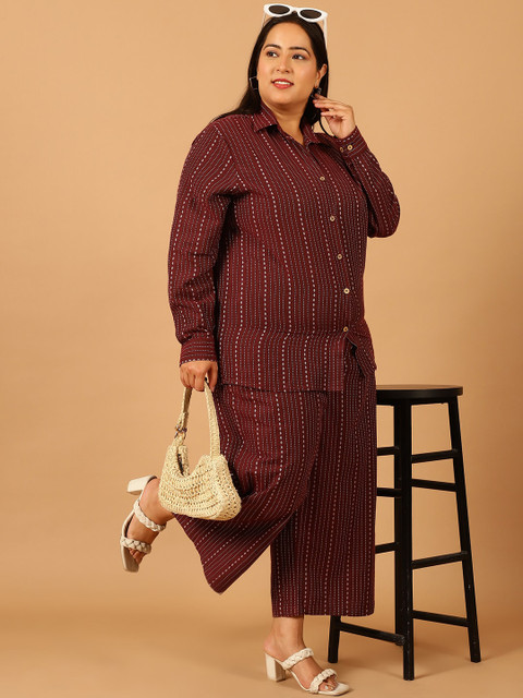 Moms Maternity Plus Size Striped Pure Cotton Shirt With Palazzo - Image 5