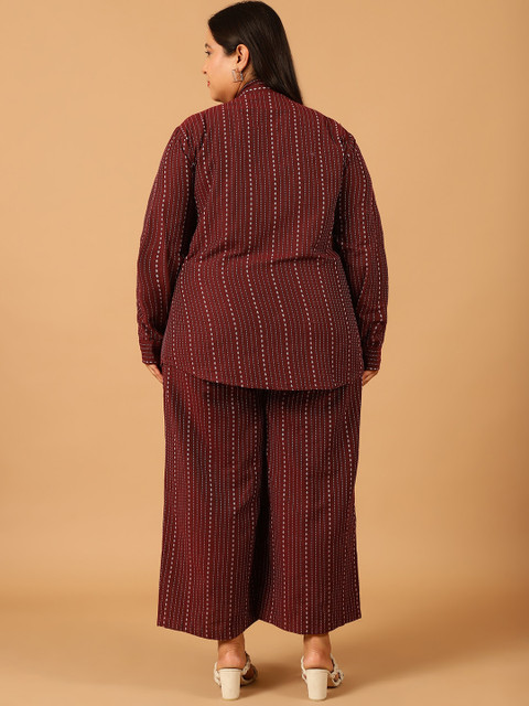 Moms Maternity Plus Size Striped Pure Cotton Shirt With Palazzo - Image 4