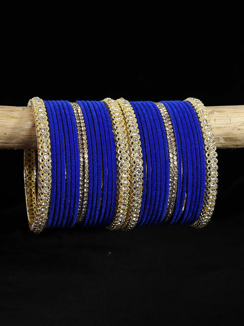 LAVAZZA Set of 32 Gold-Plated Zircon-Studded Velvet Bangles