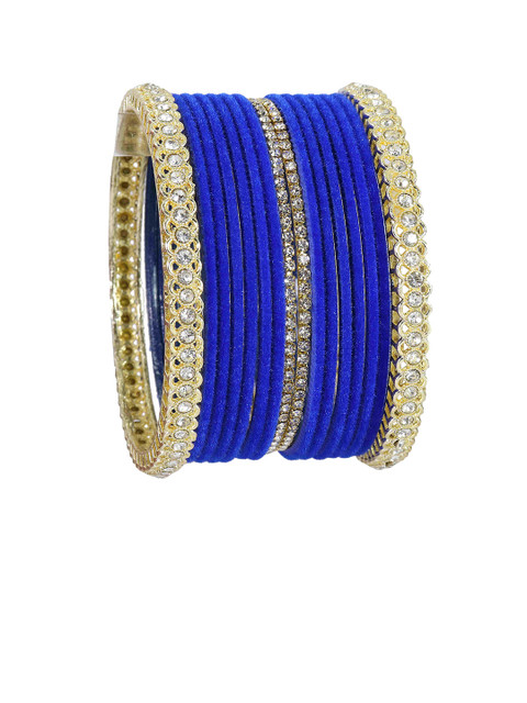 LAVAZZA Set of 32 Gold-Plated Zircon-Studded Velvet Bangles - Image 3