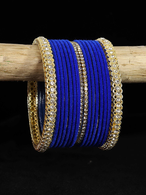 LAVAZZA Set of 32 Gold-Plated Zircon-Studded Velvet Bangles - Image 2