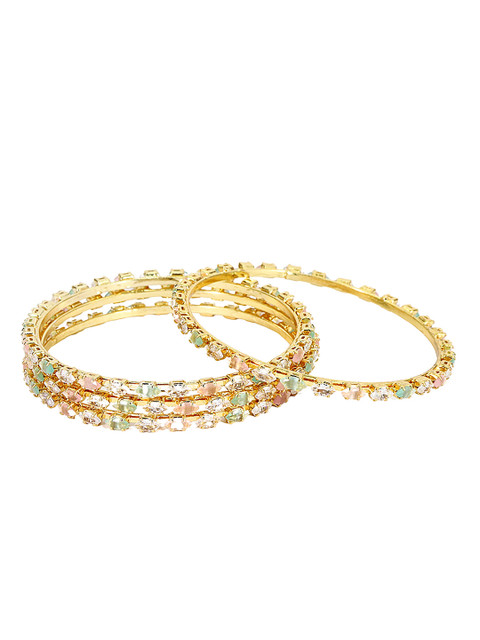 LAVAZZA Set Of 4 Gold-Plated AD & CZ-Studded Bangles - Image 4