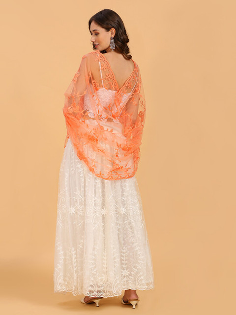 Dupatta Bazaar Floral Embroidered Net Dupatta - Image 4