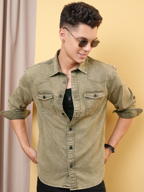 LOCOMOTIVE Premium Washed Textured Western Yoke Utility Pocket Oversized Overshirt