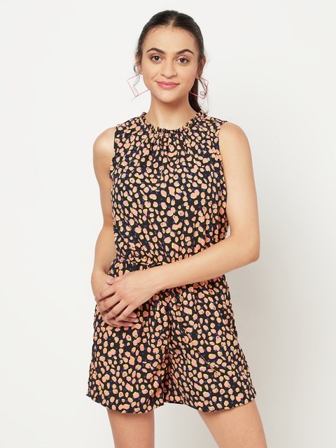SQew Abstract Printed Waist Tie-Ups Playsuit